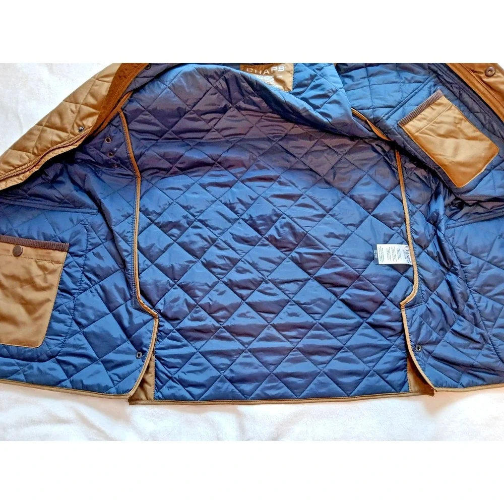Brown Chaps Quilted Barn Corduroy Collar Puffer Jacket